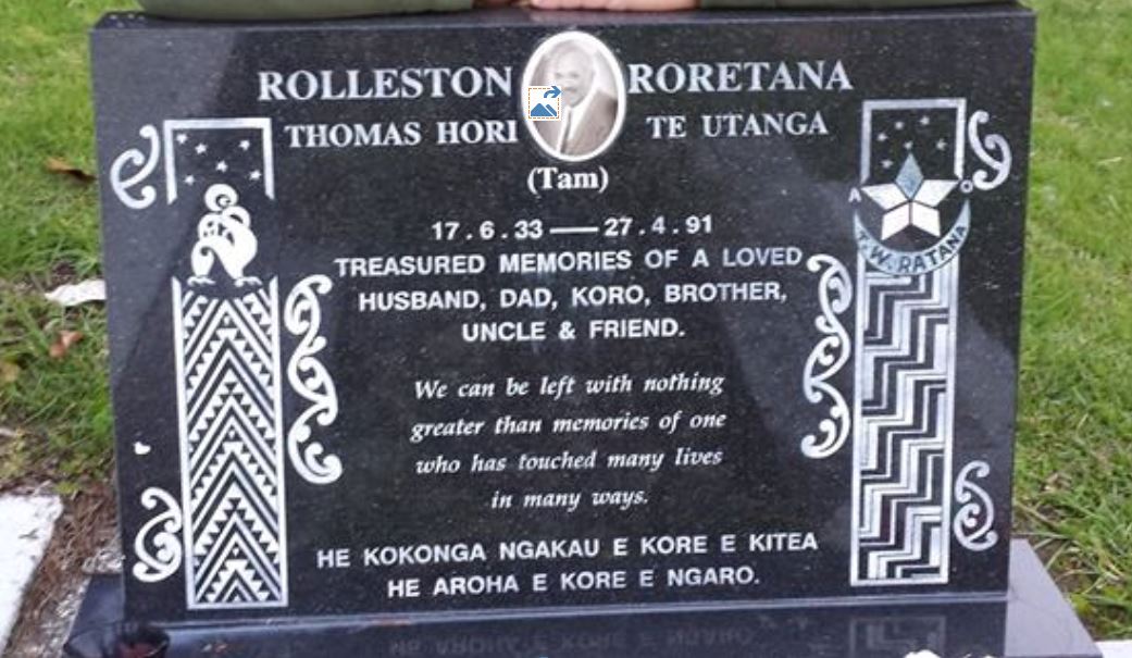 Rolleston, Thomas Hori Te Utanga (Headstone)