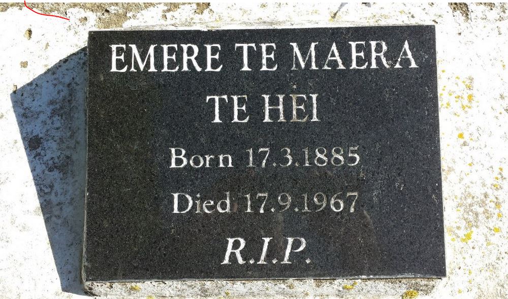 Te Hei, Emere Te Maera (Headstone)